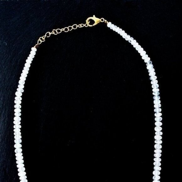 Necklace STUNNING Moonstone Necklace AAA Genuine Blue Fire Moonstone Beaded - Picture 8 of 12
